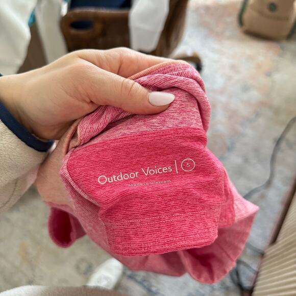 Outdoor Voices Venus Crew Neck Colorblock Crop Top Pink S - Picture 7 of 7